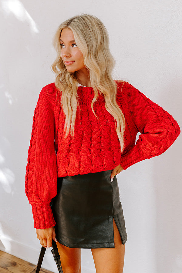 Premium Cable Knit Sweater - Cozy Red Edition