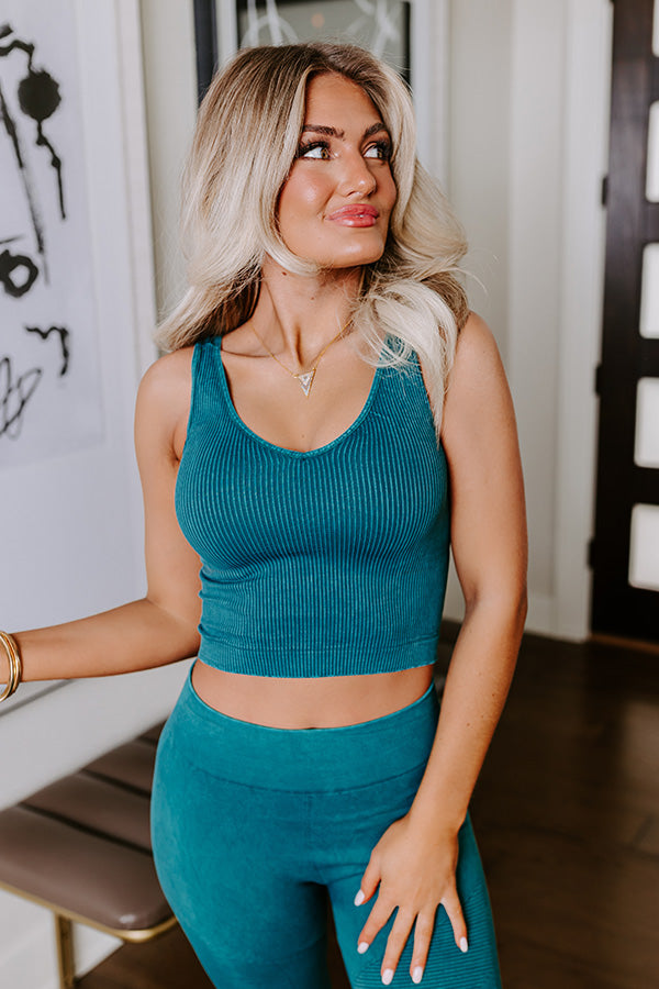 Premium Star Of The Barre Ribbed Crop Top - Jade Elegance