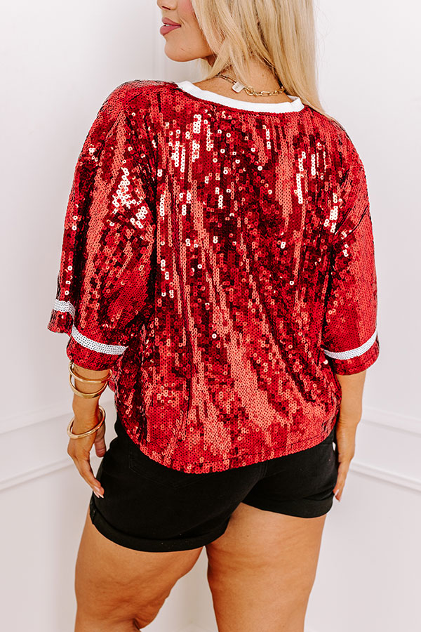 Ultimate Game Day Sequin Top - Red Curves Edition