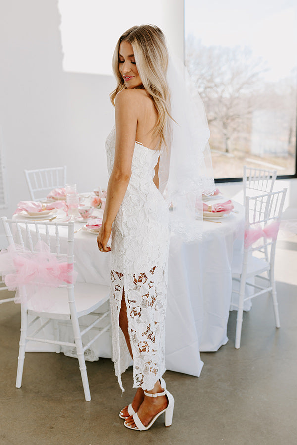 Premium Crochet Midi Dress - Timeless Elegance in White