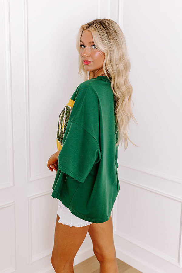 Ultimate Touch Down Sequin Oversized Tee - Team Spirit in Green