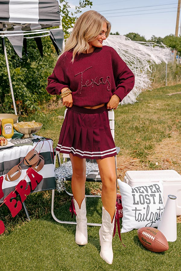 Ultimate Pep Squad High Waist Pleated Skort - Maroon