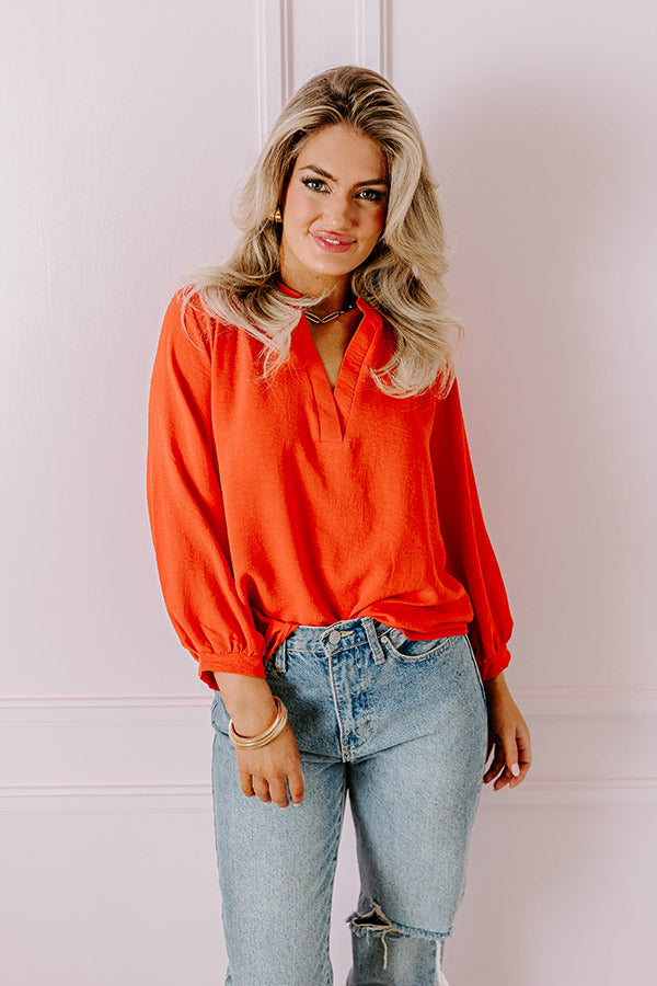 Premium Casual Moment Shift Top - Tangerine Elegance