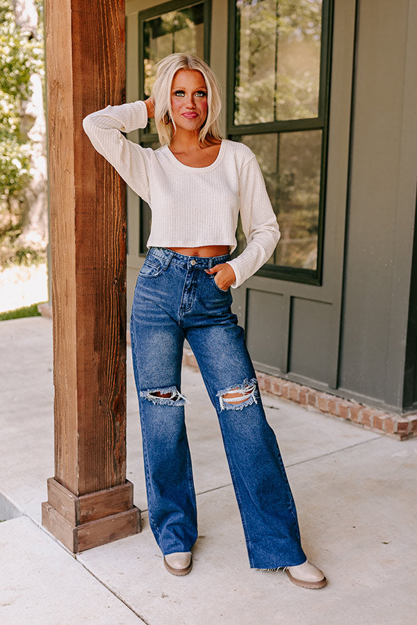 Ultimate Fall Essential: Relaxed Waffle Knit Crop Top