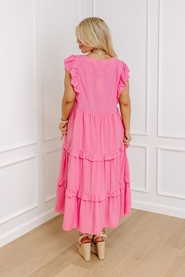 Premium Patio Days Midi Dress - Pink Curves