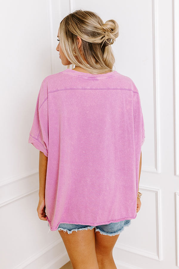 Premium Effortless Vibes Mineral Wash Oversized Tee - Violet