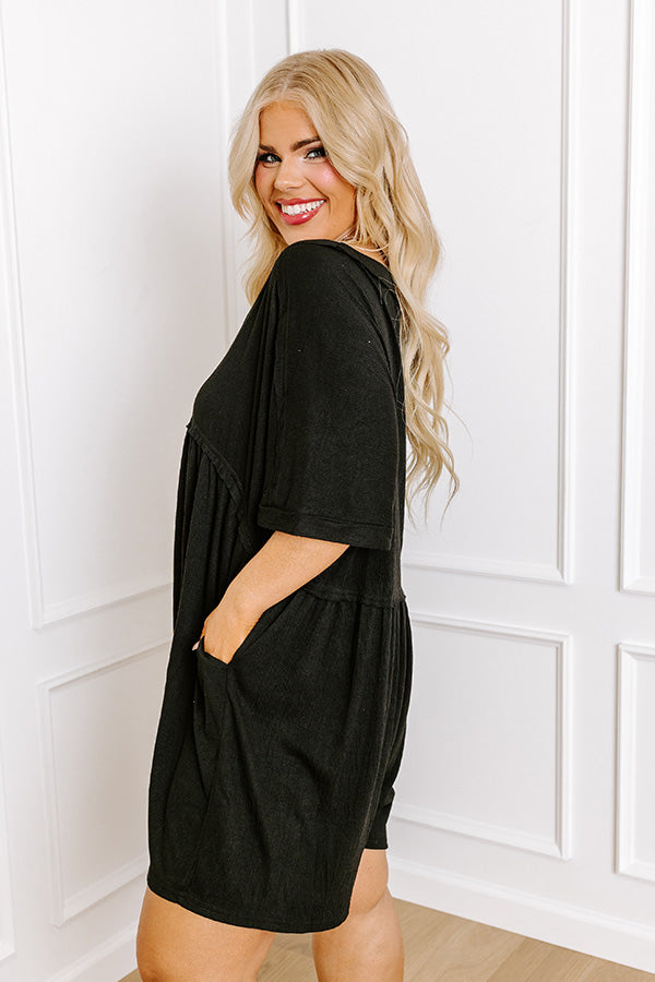 Ultimate Comfy Chic Button Down Romper - Black Curves | Effortless Summer Style