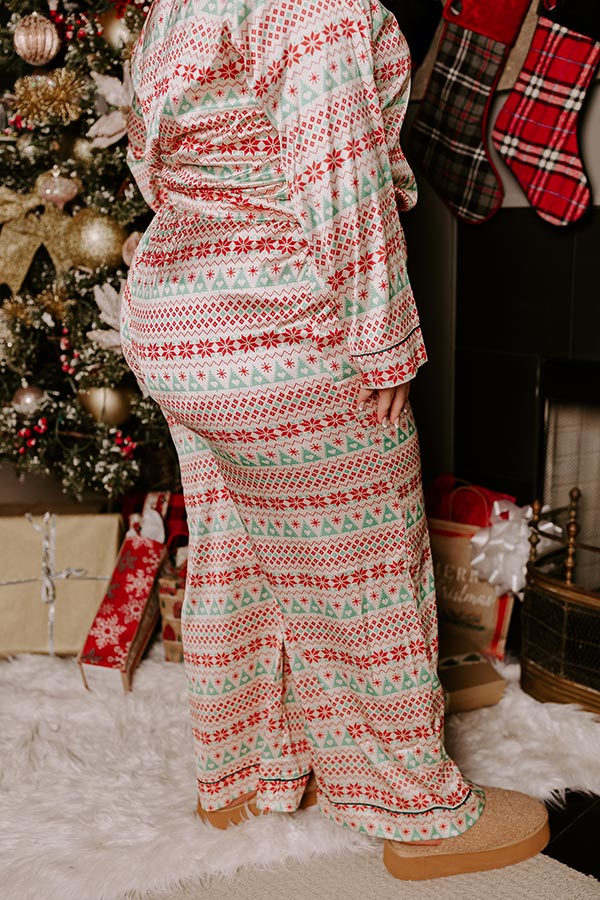 Premium Christmas Morning Satin Pajama Pants for Curves