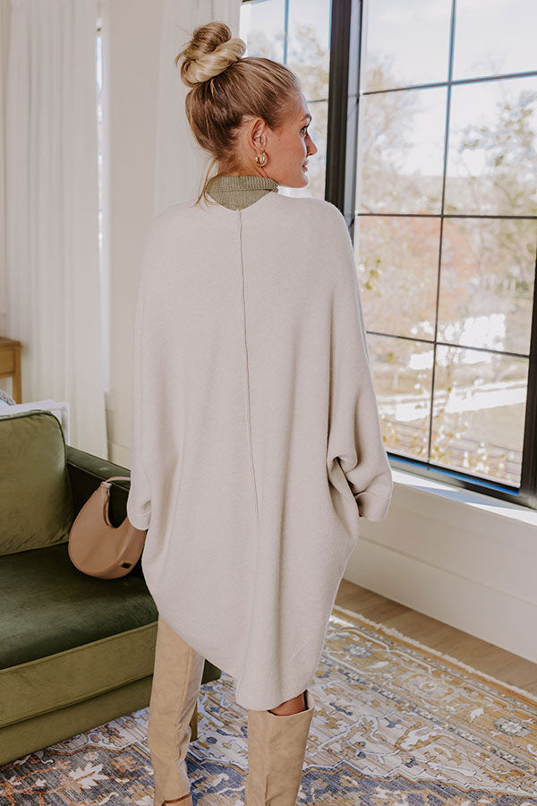 Premium Coffee Aroma Oversized Cardigan - Light Oatmeal