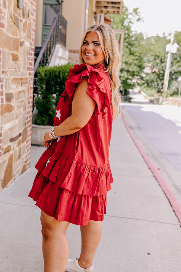 Ultimate Game Day Ruffle Mini Dress - Crimson Curves Collection