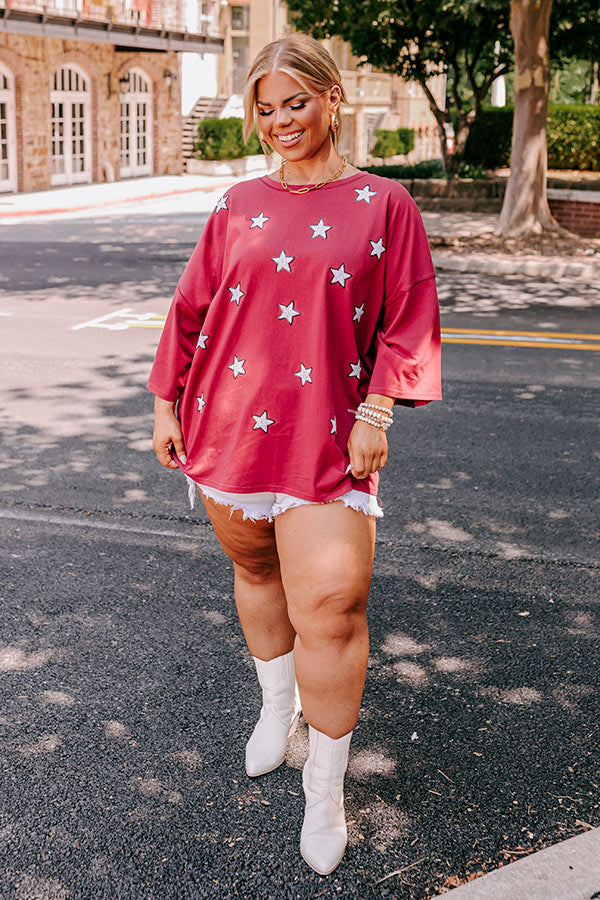 Premium Star Sequin Oversized Tee - Ultimate Game Day Essential