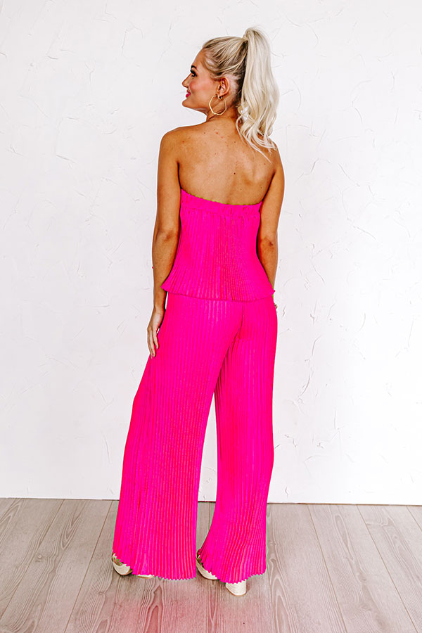 Premium Share The Love Pleated Jumpsuit - Hot Pink