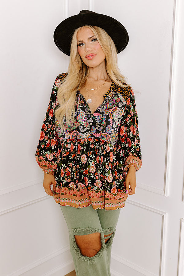 Premium Amber Abundance Floral Top - Ultimate Fall Style