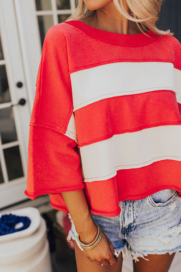 Premium Stripes & Sparklers Vintage Wash Tee - Red