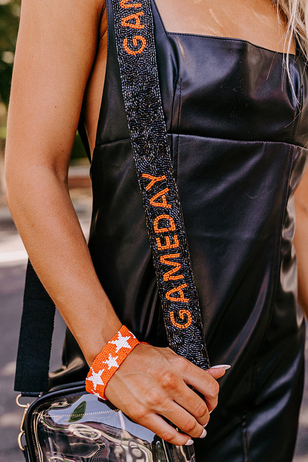 Ultimate Game Day Beaded Bag Strap - Orange & Black