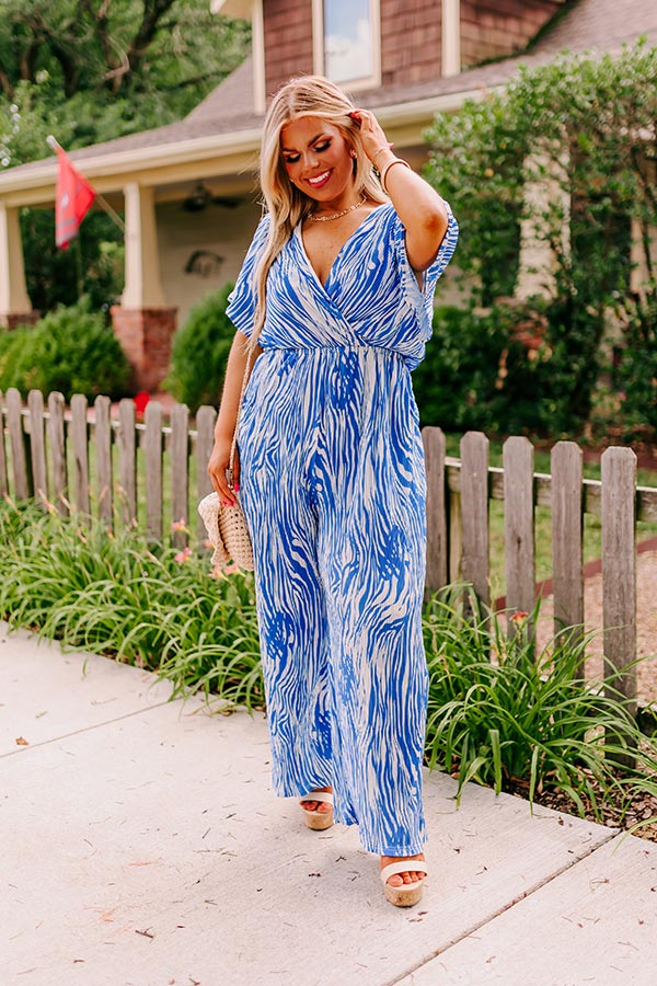 Ultimate Party Vibes Pleated Jumpsuit - Blue Curves Edition