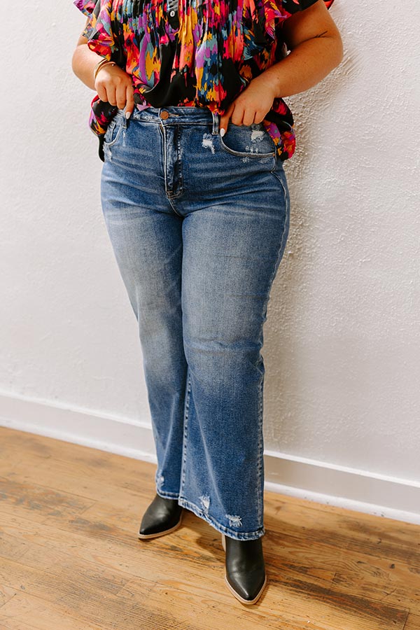 Ultimate RISEN Paisley High Waist Wide Leg Jean Curves