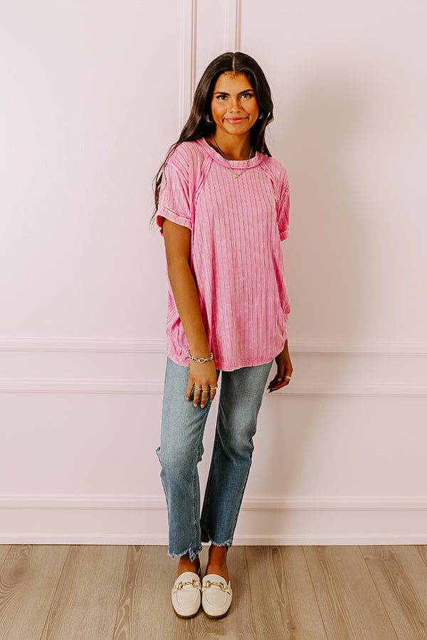 Ultimate Mineral Wash Ribbed Shift Top - Soft Pink