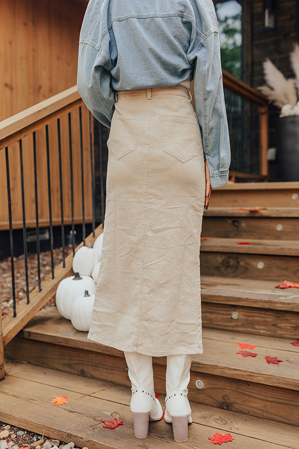 Premium High Waist Denim Skirt - Cream | Ultimate Fall Fashion