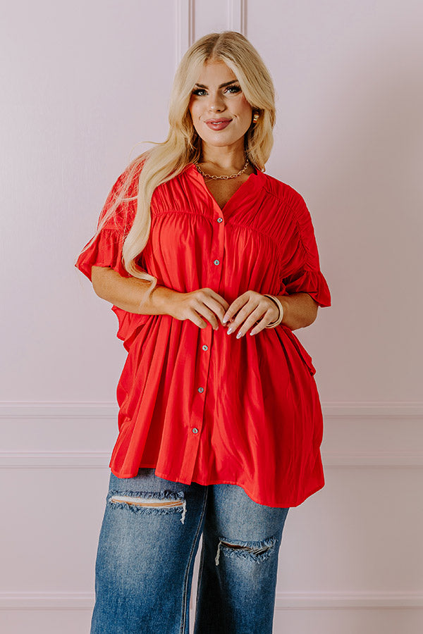 Premium Summer Breeze Shift Top - Red Curves | Flowy & Flattering