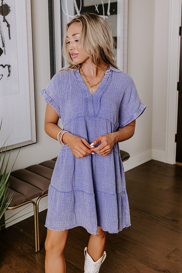 Ultimate Lavender Mineral Wash Mini Dress | Premium Casual Style