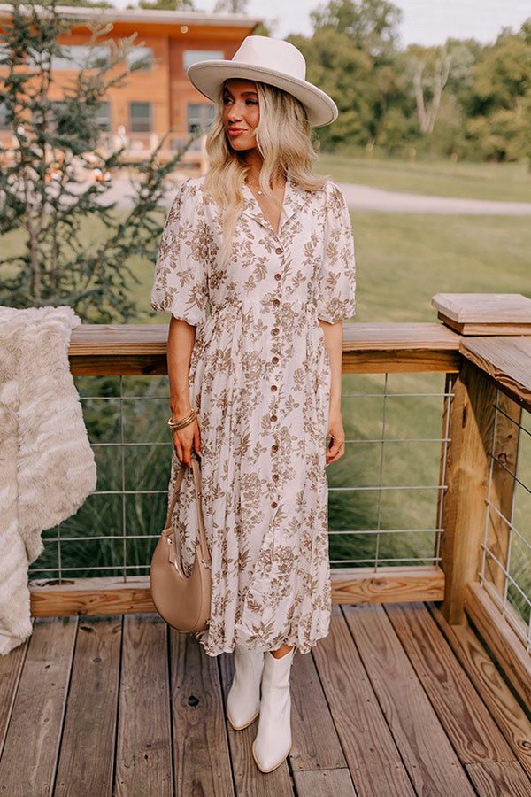 Premium Cottage Whimsey Floral Midi Dress