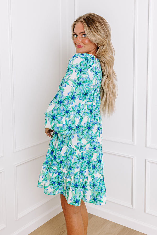 Premium Coastal Cruise Floral Mini Dress in Green - Ultimate Summer Style