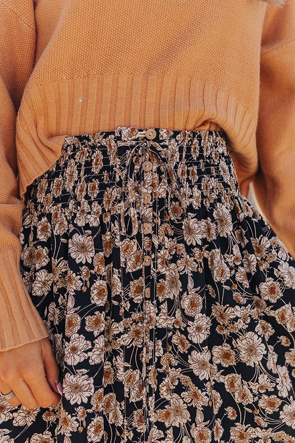 Boho Chic Maxi Skirt with Floral Print