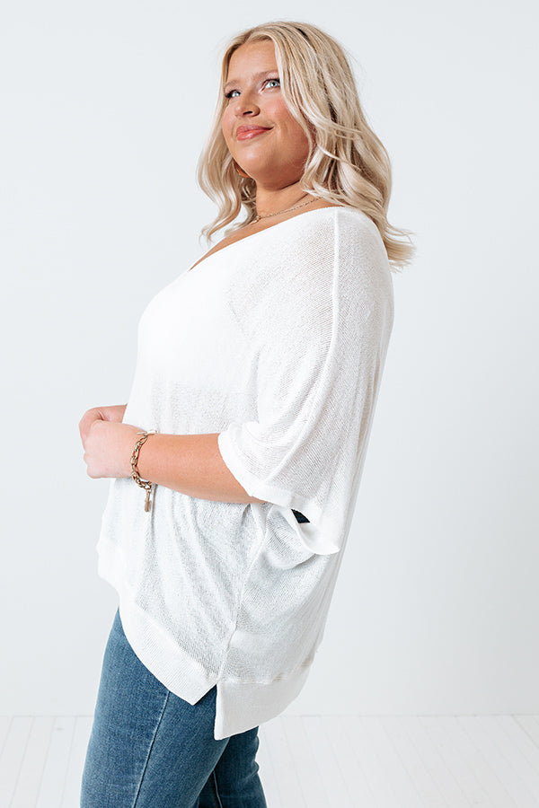 Premium Ivory Curves Knit Shift Top - Effortless Elegance