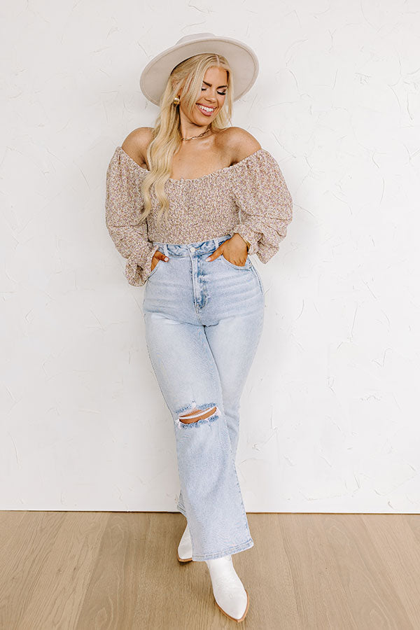 Premium High Waist Distressed Crop Flare Jeans by Risen Emerson