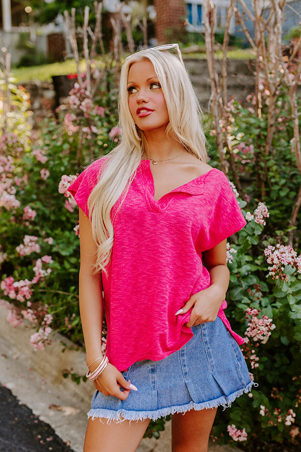 Ultimate Coastal Chic Knit Top - Hot Pink