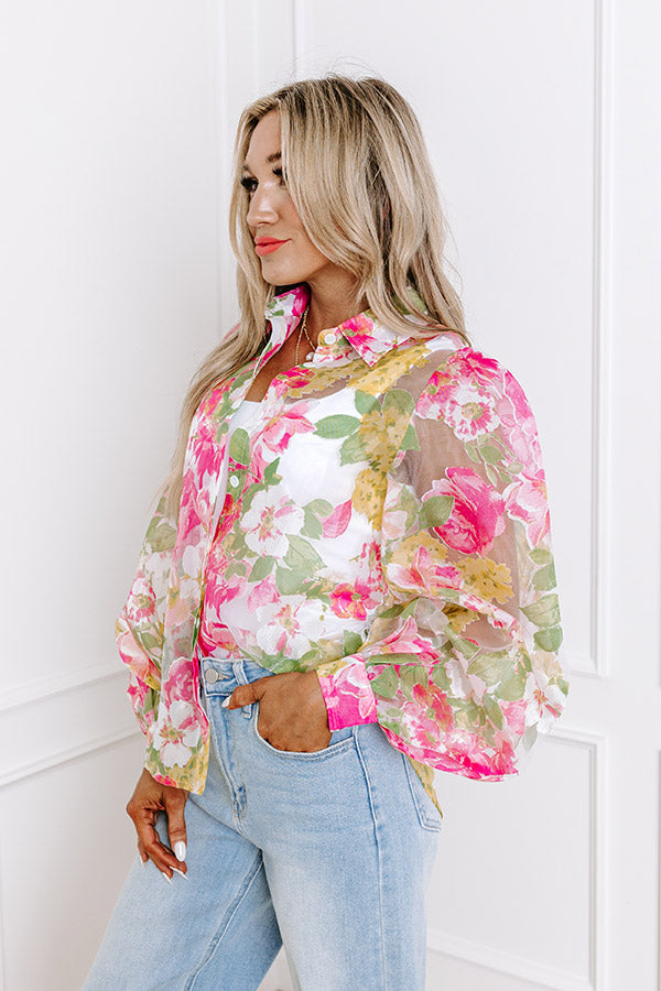 Premium Floral Organza Blouse - Garden Glamour Collection