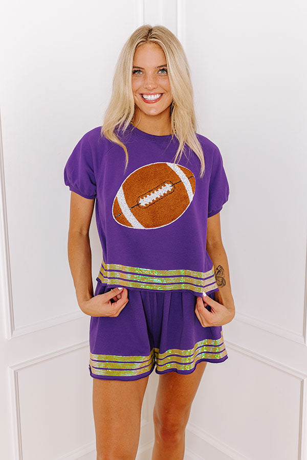 Premium Sideline Social Embroidered Football Top - Vibrant Purple