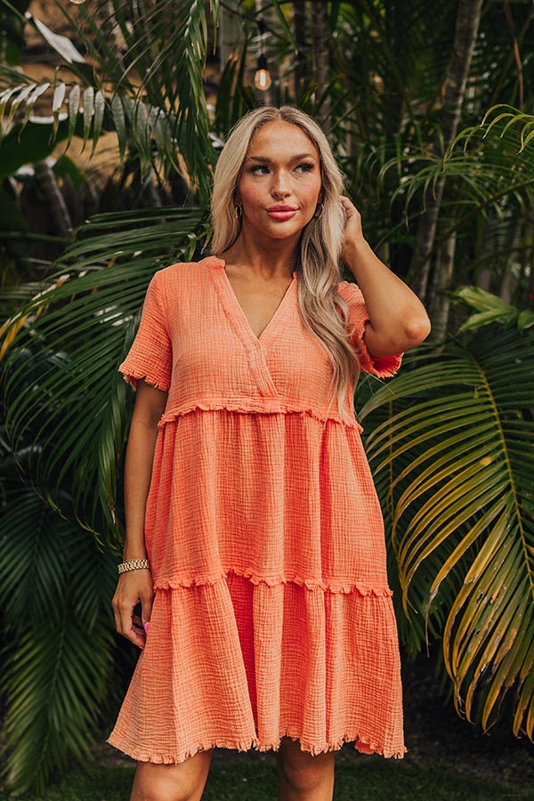 Ultimate Summer Mimosa Babydoll Dress - Tangerine Bliss