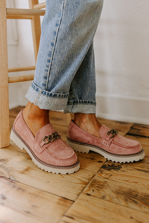 Premium Faux Suede Loafers - Blush Elegance