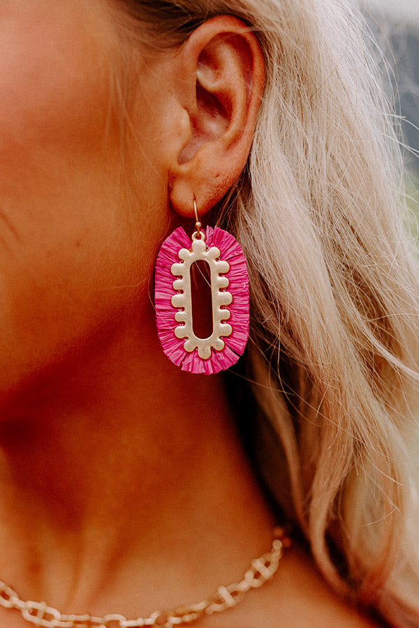 Premium Hot Pink Fringe Hoop Earrings