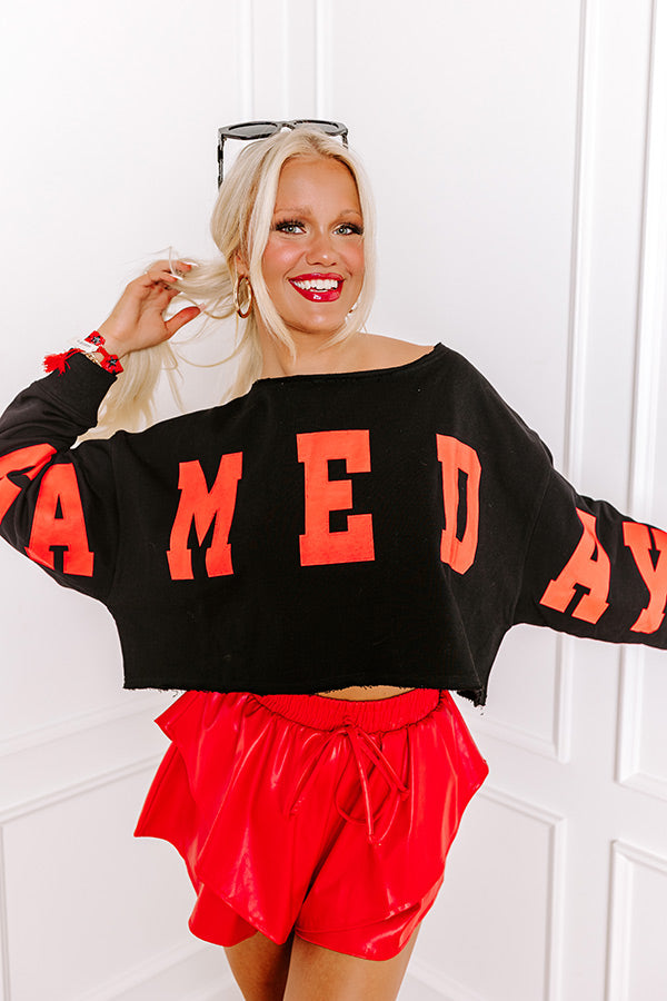 Ultimate Game Day Crop Sweatshirt - Black/Red