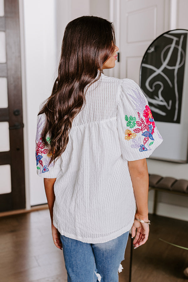 Ultimate Tropical Embroidered Top - Coastal Chic Style