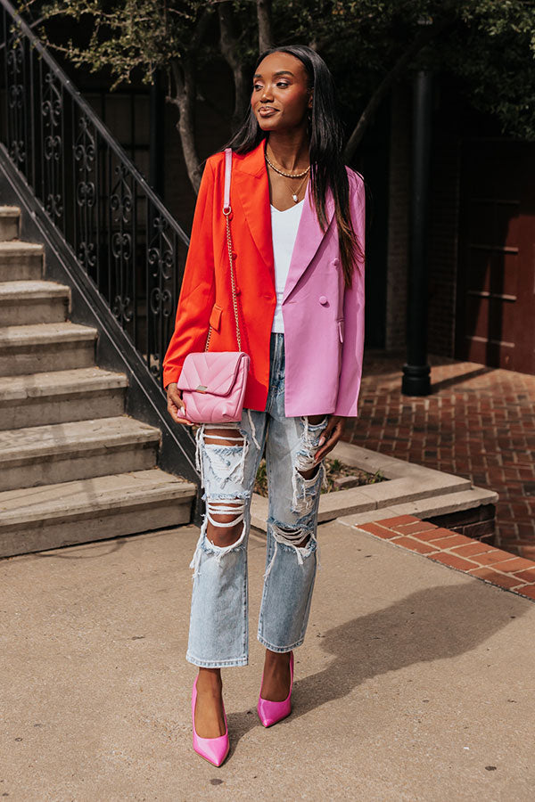 Premium Color Block Blazer for Memorable Meetings