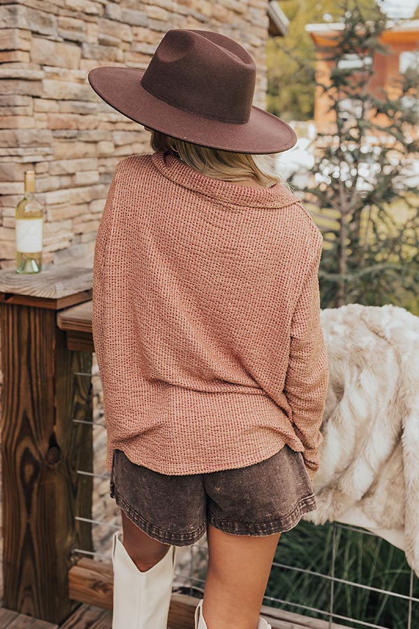 Premium Rustic Rose Knit Button-Up Top