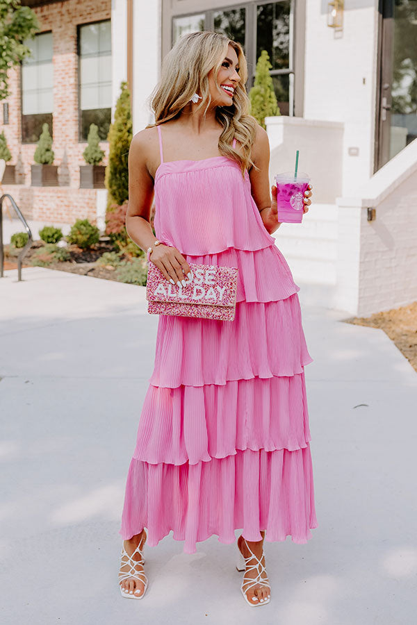 Ultimate Dreamy Mood Pleated Midi Dress - Pink