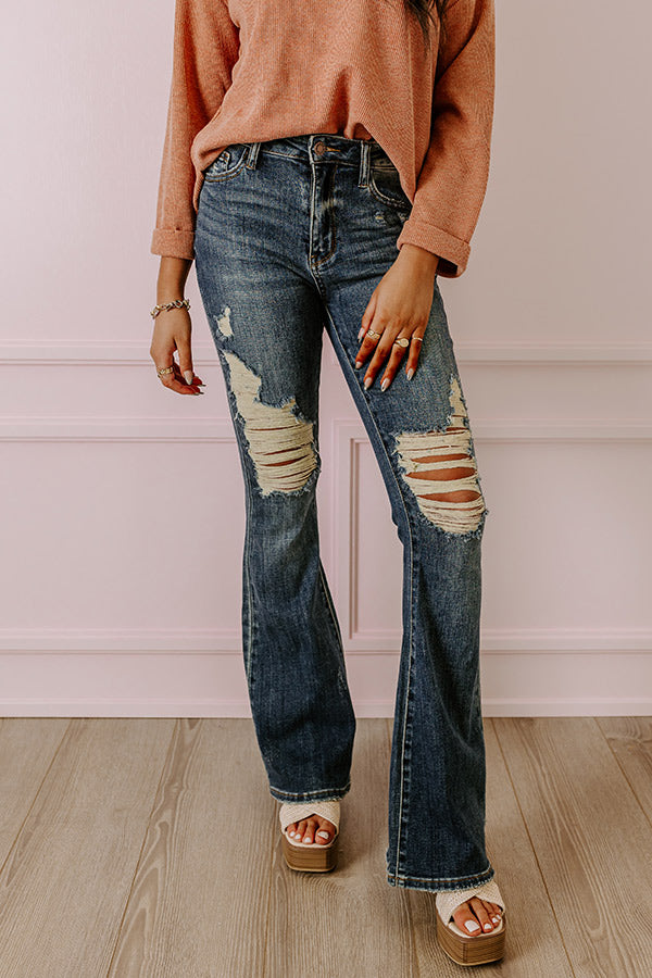 Judy Blue Premium Athena High Waist Distressed Flare Jeans