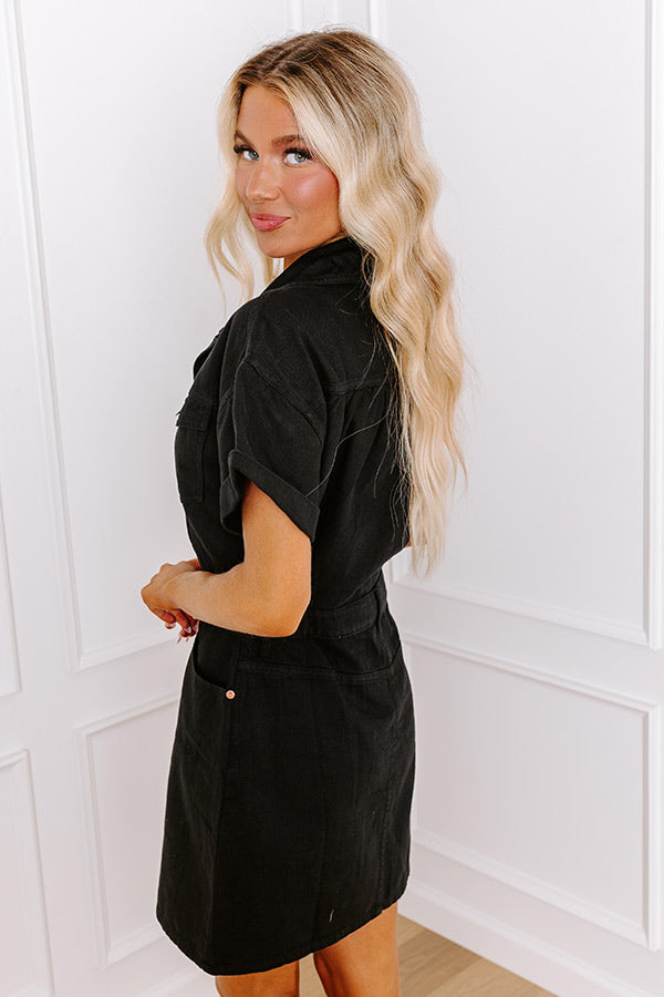 Ultimate Weekend Denim Dress - Premium Black