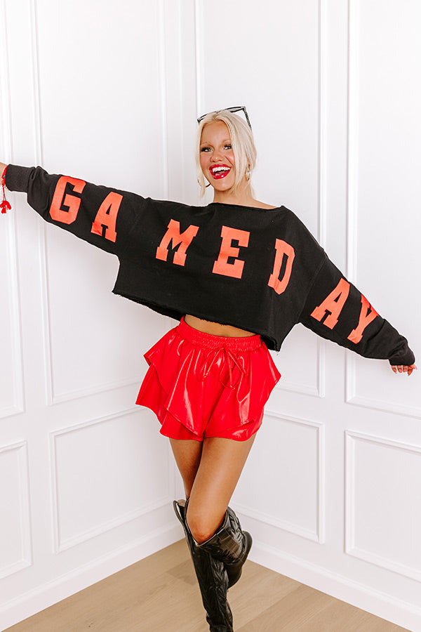 Ultimate Game Day Crop Sweatshirt - Black/Red