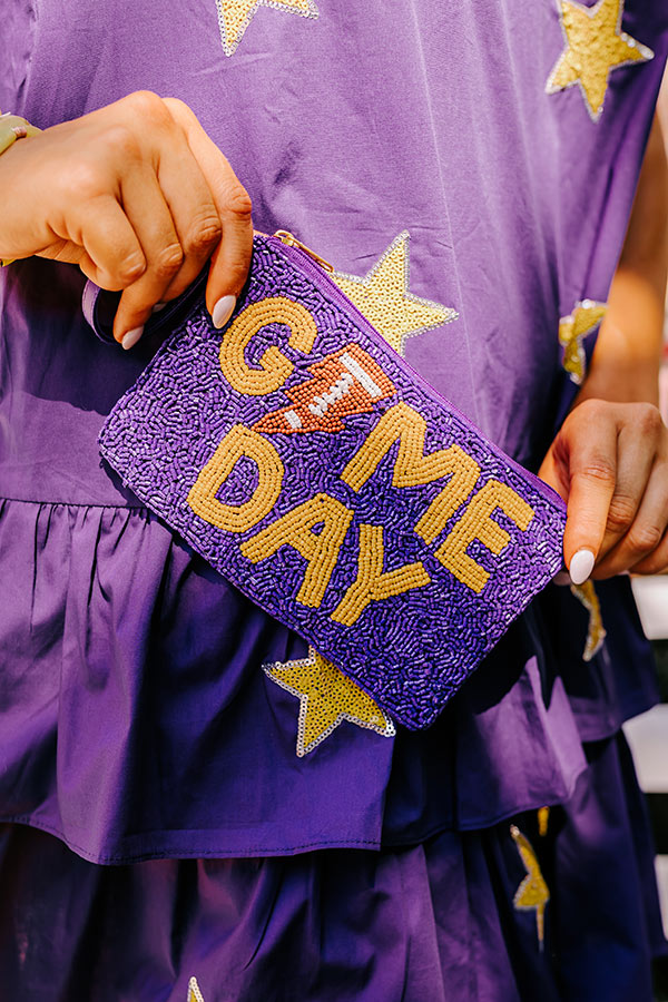 Premium Game Day Beaded Clutch - Purple