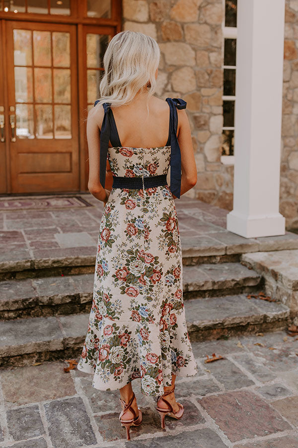 Premium Wine Country Floral Midi Dress