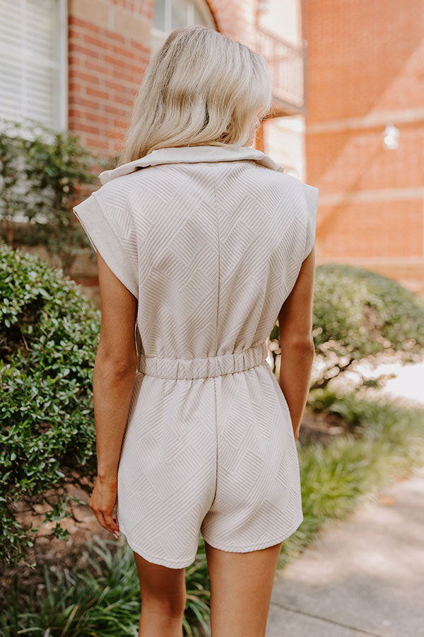 Premium Coffee Run Cutie Romper - Oatmeal Elegance