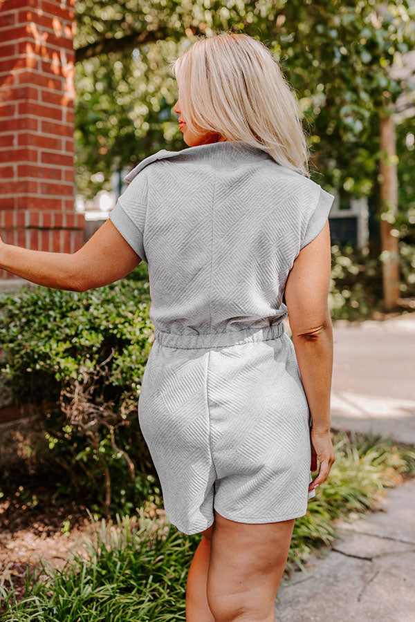 Ultimate Grey Curves Coffee Run Romper - Sleek & Stylish