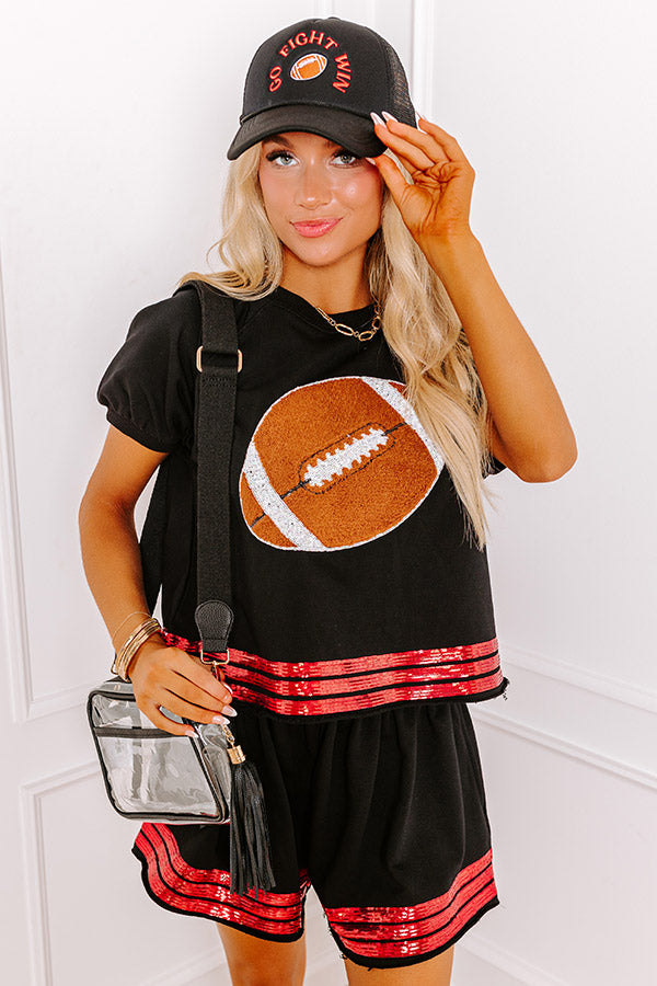 Premium Sideline Social Embroidered Football Top - Black