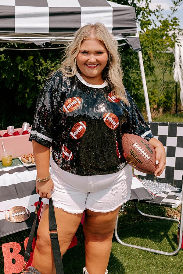 Ultimate Game Day Glow Sequin Top - Black Curves